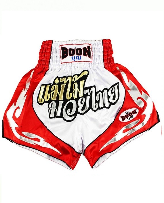 Boon Red and White Muay Thai Shorts | Muay Thai Source